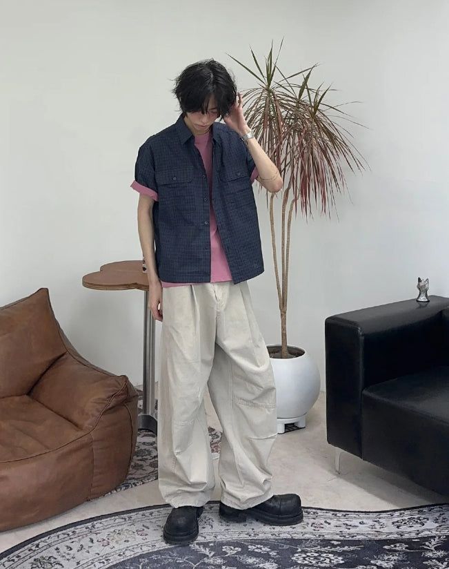 Lupen pintuck wide cotton pants