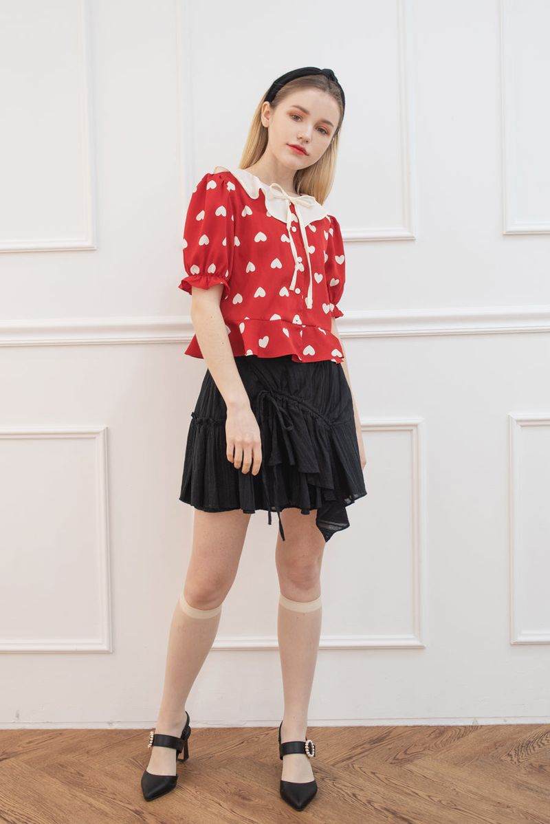 heart shirring blouse