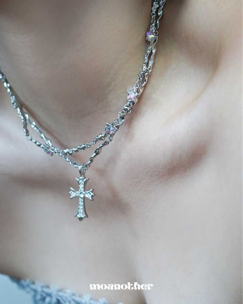 Cross Cubic Chain Necklace