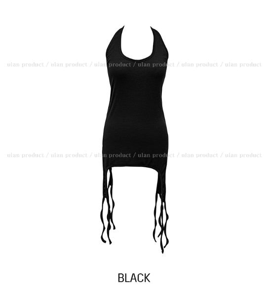 Rippy Strap Layered Halter Tank Top