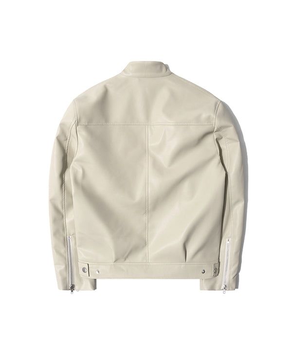 RG Synthetic Leather Moto Jacket (Cream)