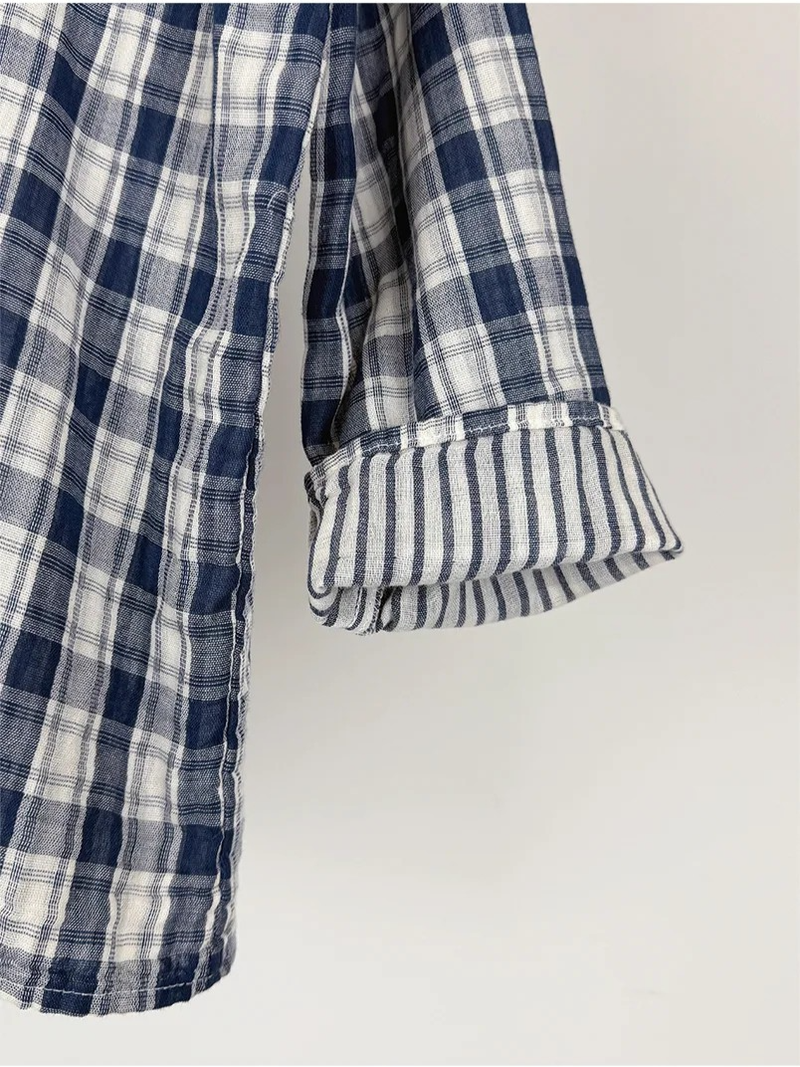 WASHED CHECK FRILL SHIRT (2C)