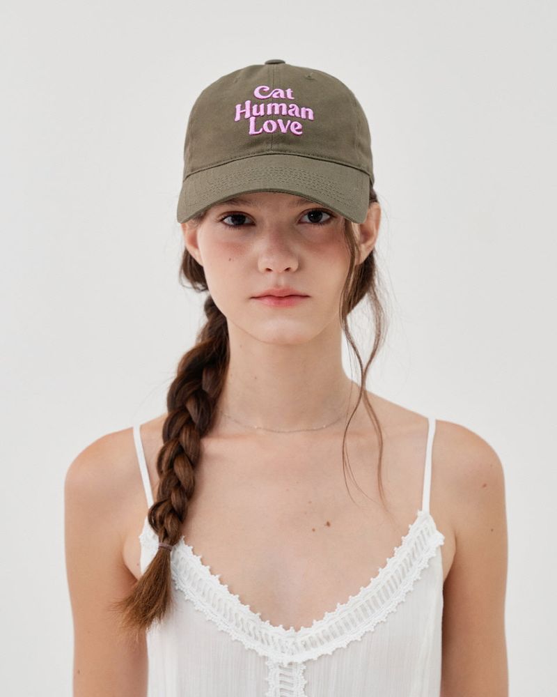 CAT HUMAN LOVE BALL CAP_KHAKI