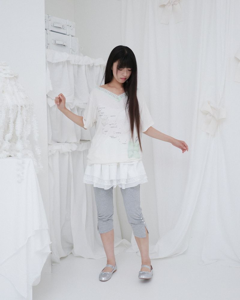 TEA DIARY V-NECK TOP / WHITE