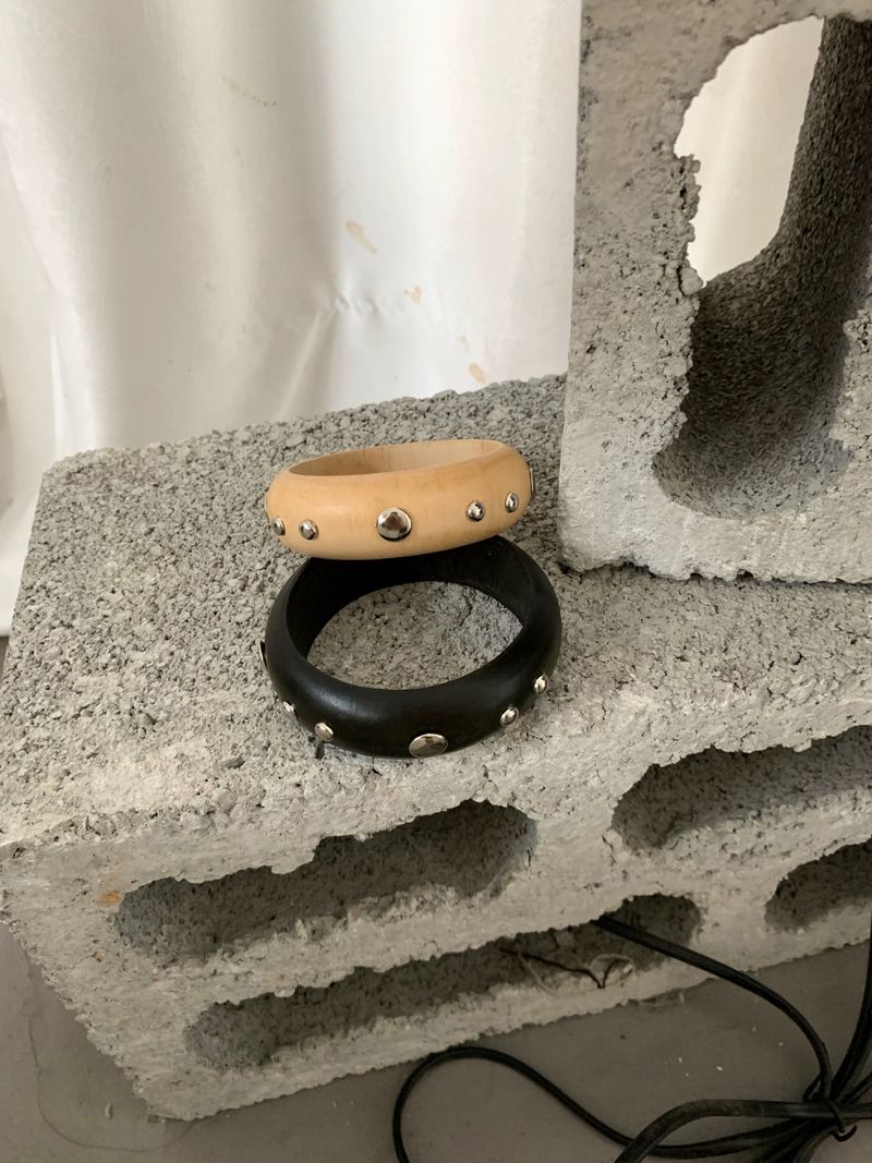 [Influencer] Stud point wood bangle(2color)