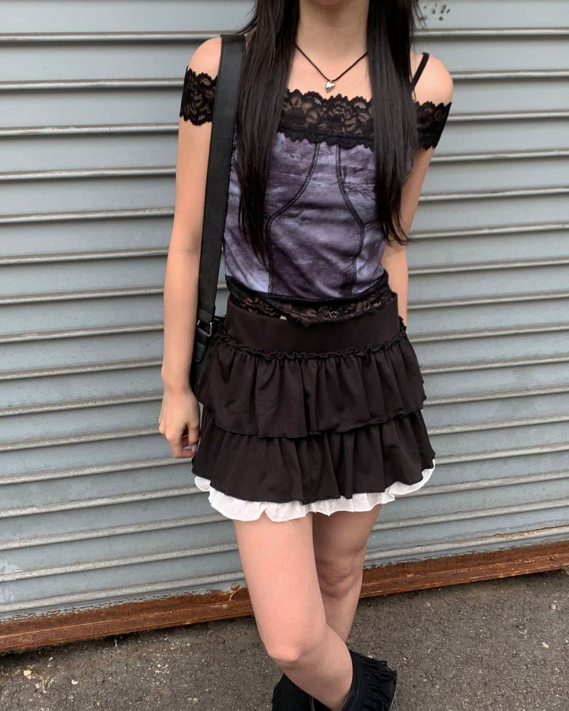Lace layered cancan skirt