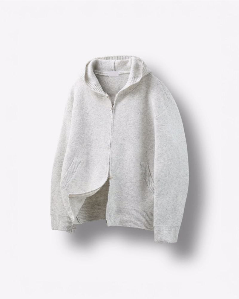 Merry wool knit hood zip-up