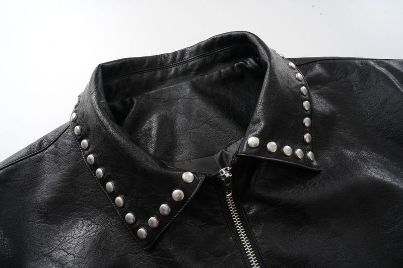 Bono Stud Leather Short Jacket