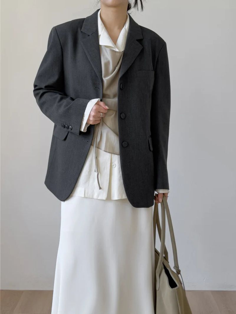 Back Slit 3-Button Loose Fit Jacket