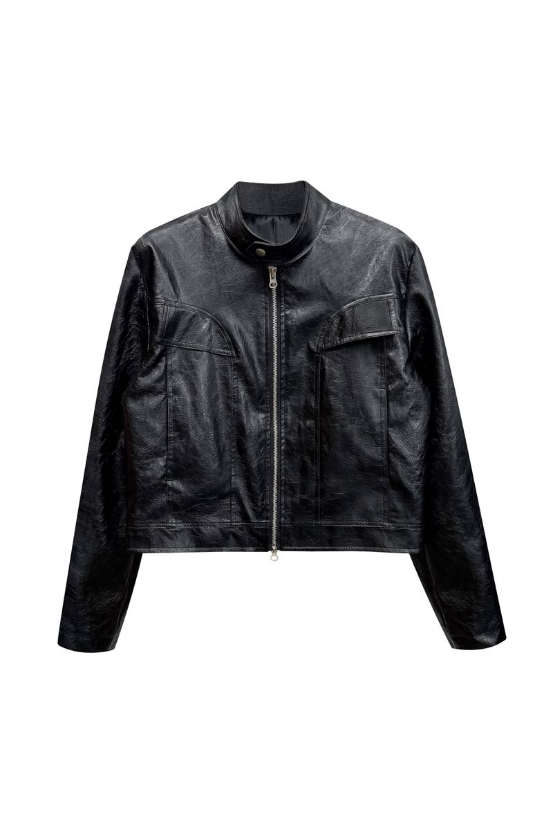 CLARI FAUX LEATHER JACKET / BLACK