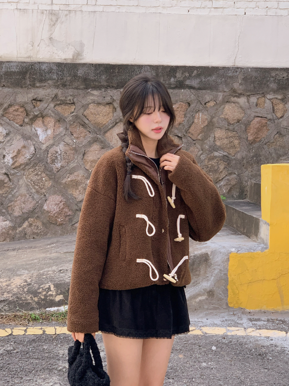 #Snow Boa Short Duffle Jumper (2color)