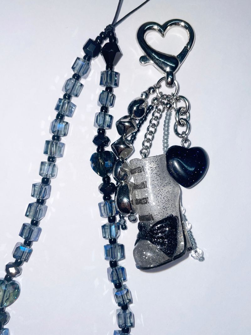 Glitter Ribbon Boots Keyring Bag Charm