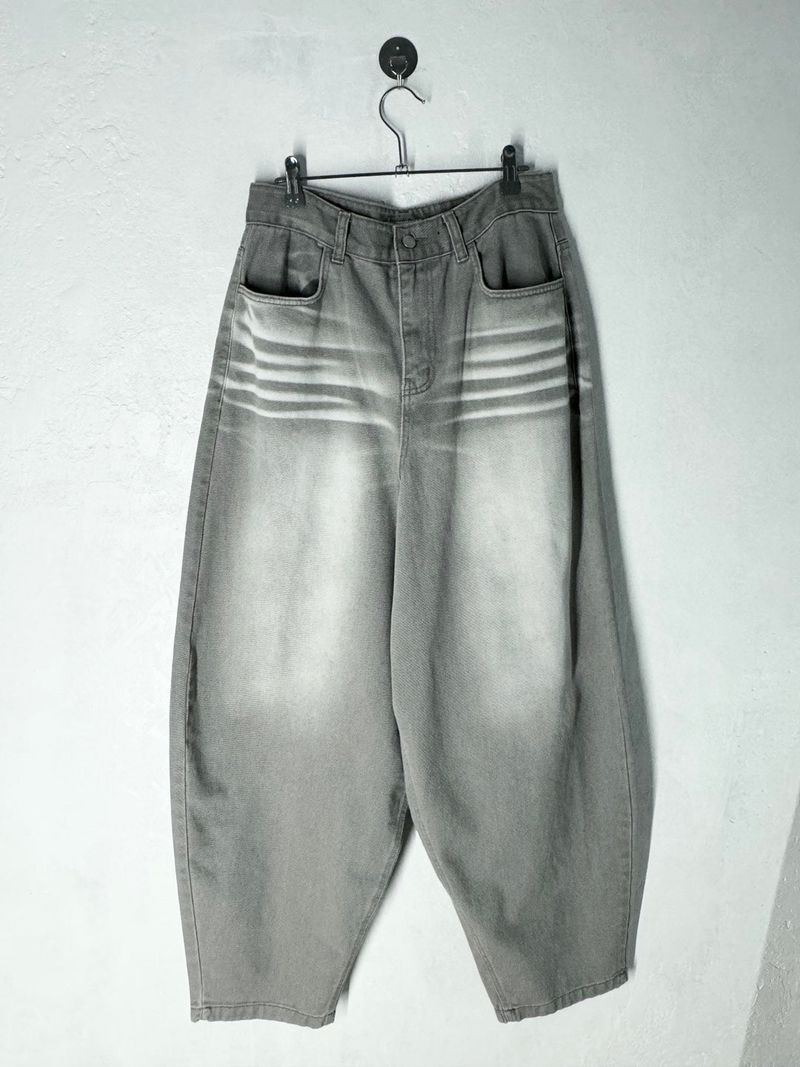 Sand Washing Denim Balloon Pants 2C