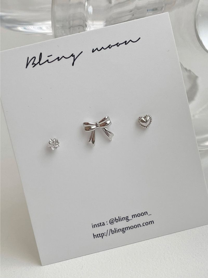 Blingmoon（ブリングムーン）の「[3 set] love ribbon piercing set（Accessories）」