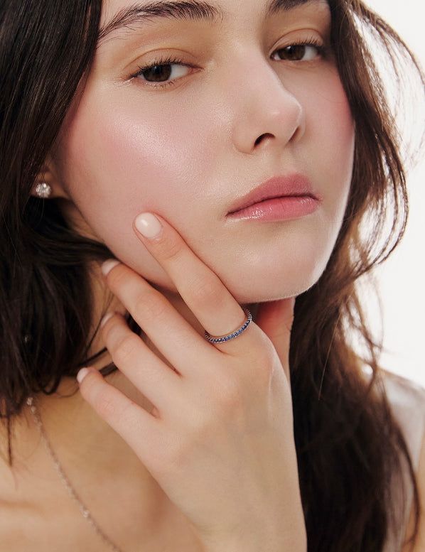 hyeres lor（イエール・ロール）の「26SS★ Essence Silver (W) Lace Tennis Ring S Sapphire（Accessories）」