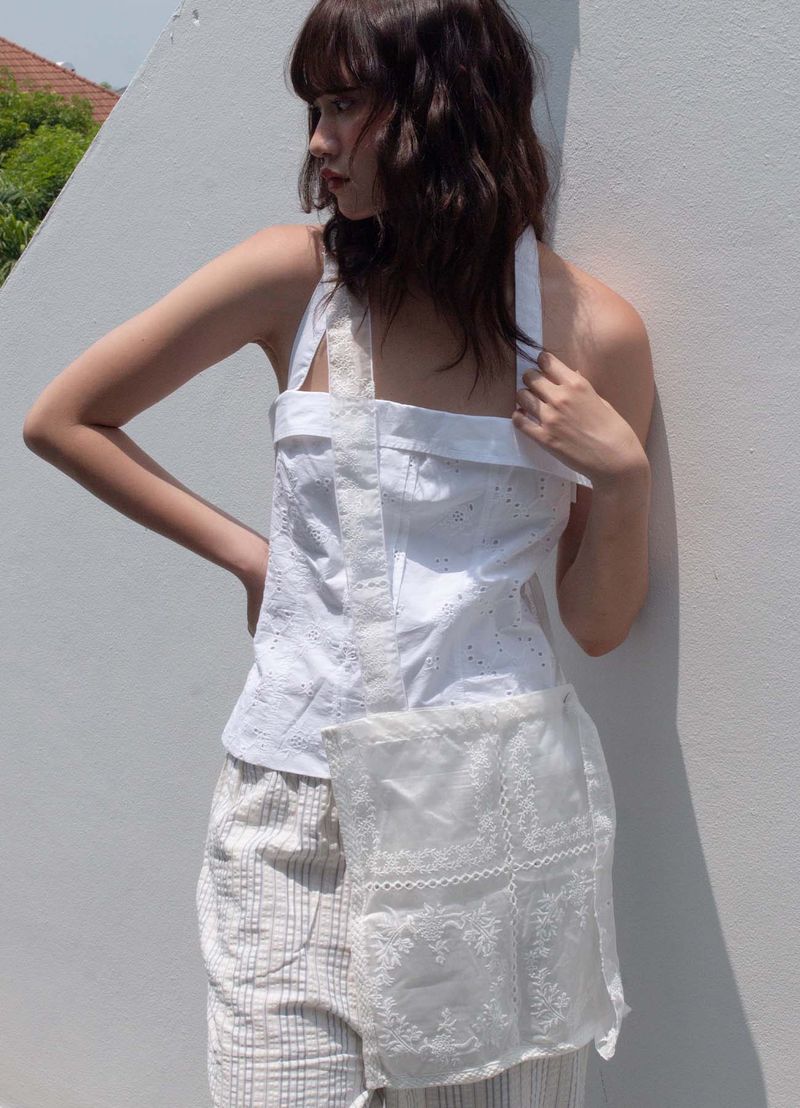 Lace Organza Bag - White