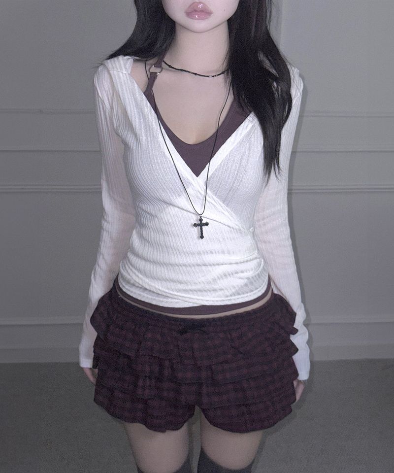 meego(ミーゴ)の「Hooded Wrap Knit (3colors)(Tops)」