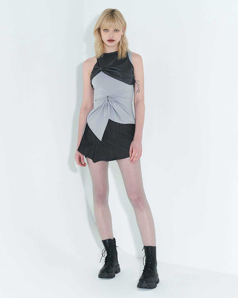 Chain Link Layered Top _ Grey