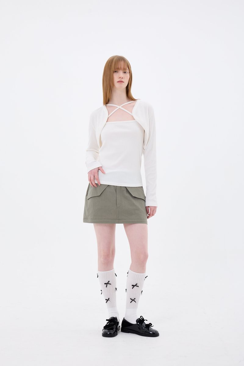 DOUBLE CUT CAGO SKIRT / KHAKI