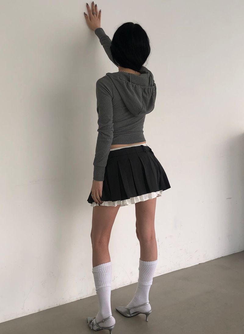Gray Ribbon Lace Hoodie