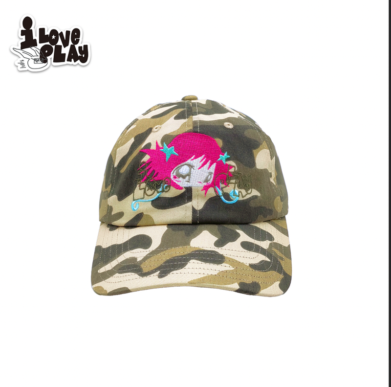 loveplayshop（ラブプレイショップ）の「loveplayshop 迷彩柄の小さなピンクの女の子のストリート スケートボード ベースボール キャップ（帽子）」