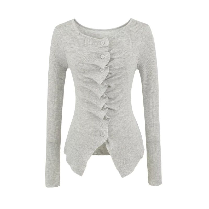 Elodie Ruffle Button Cardigan