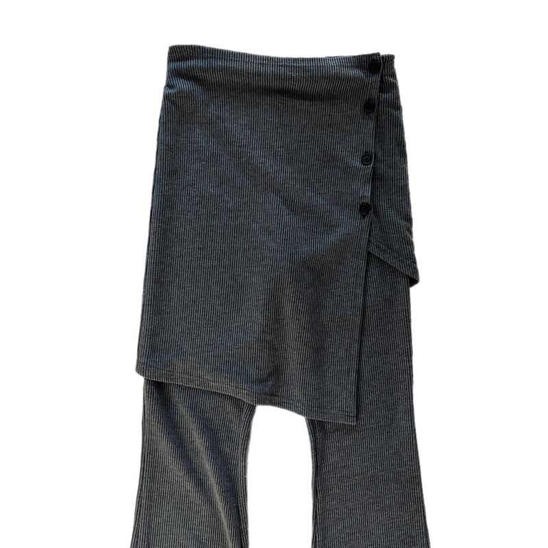 Sway Unbalanced Wrap Button Ribbed Bootcut Pants