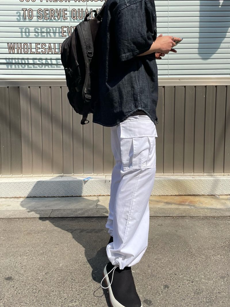 LINEN WESTERN DENIM HALF SHITRS(2COLOR)
