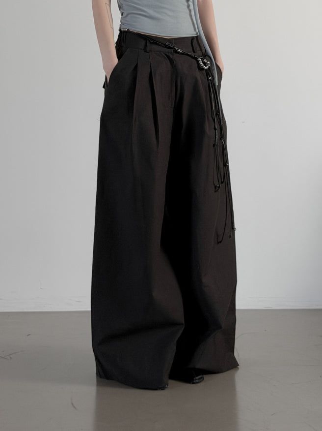 Teve Pintuck Wide Cotton Pants