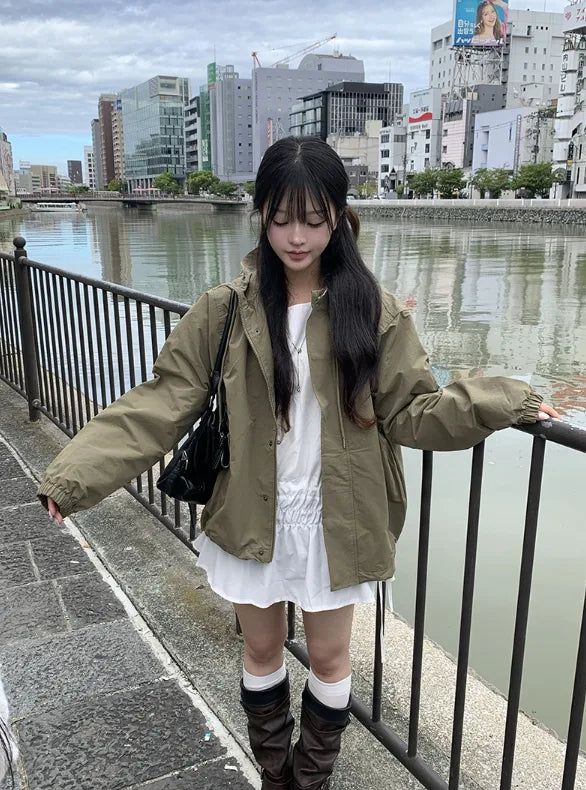 Romon String Hood Pocket Field Jacket