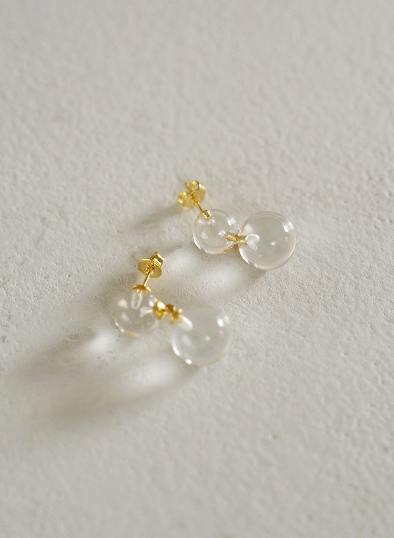 clear quartz earring (2color)