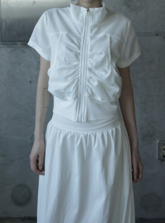 Riren Summer Shirred Zip-up