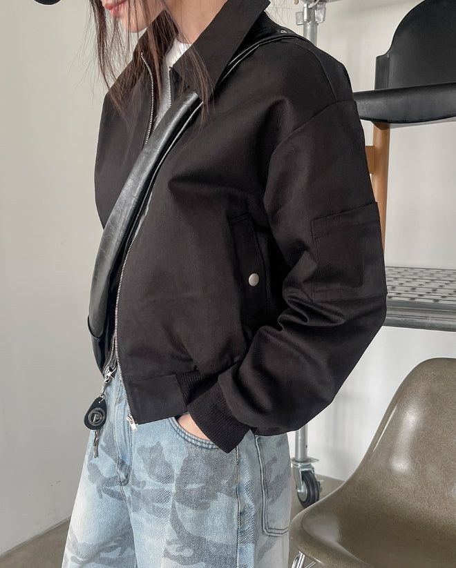 Lilo color matching crop cotton blouson