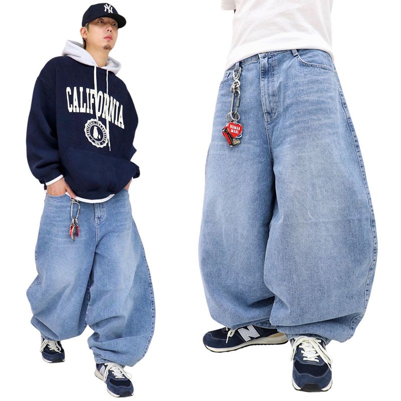 Real balloon washed denim pants
