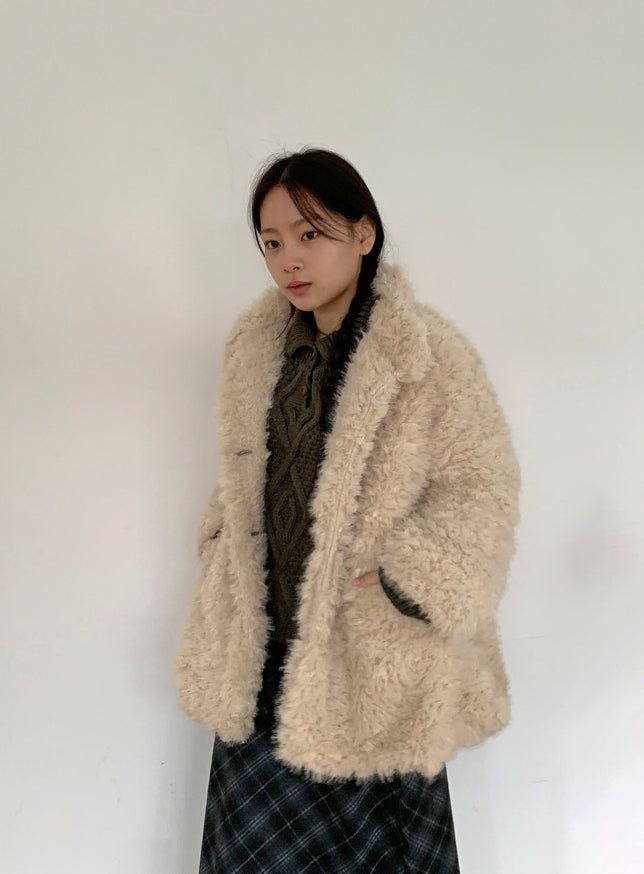 Bihin Collar Half Fur Jacket