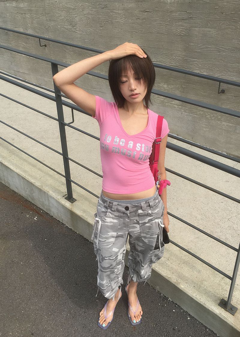 GLITTER V TEE (5color)