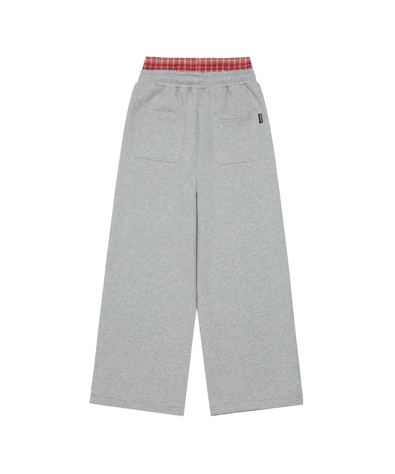 Star Horse Check Layered Sweatpants - MELANGE GRAY