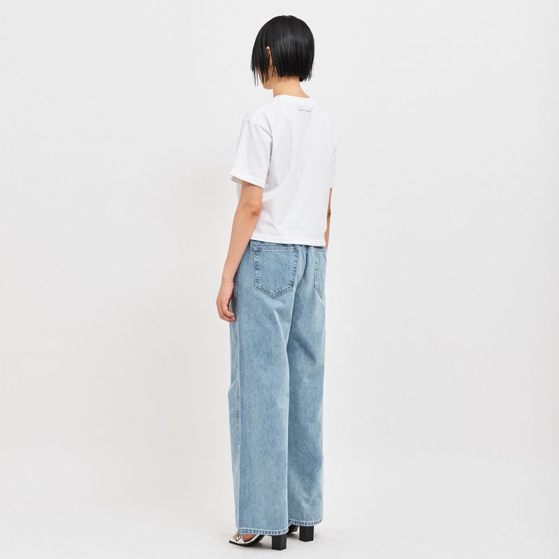 BANDING WIDE DENIM PANTS LIGHT BLUE