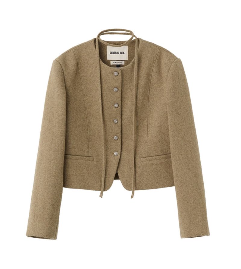 【即日発送】tie no-collar wool jacket