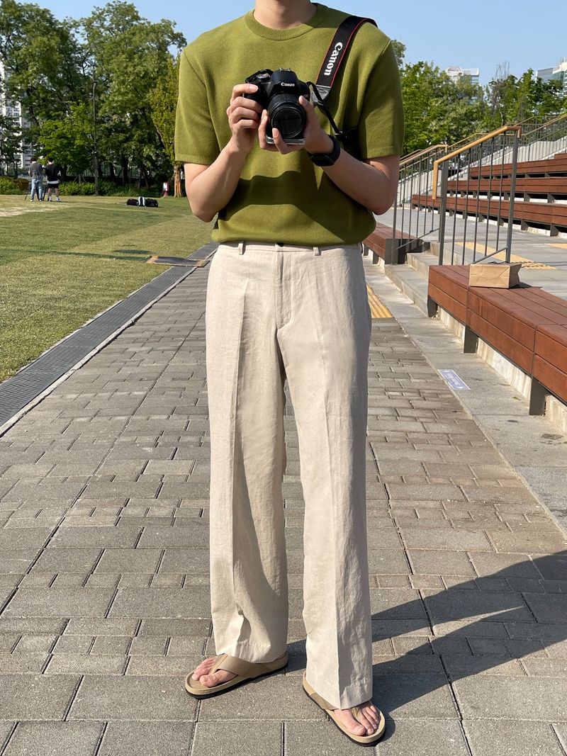 Summer linen ice back banding slacks (3 colors)