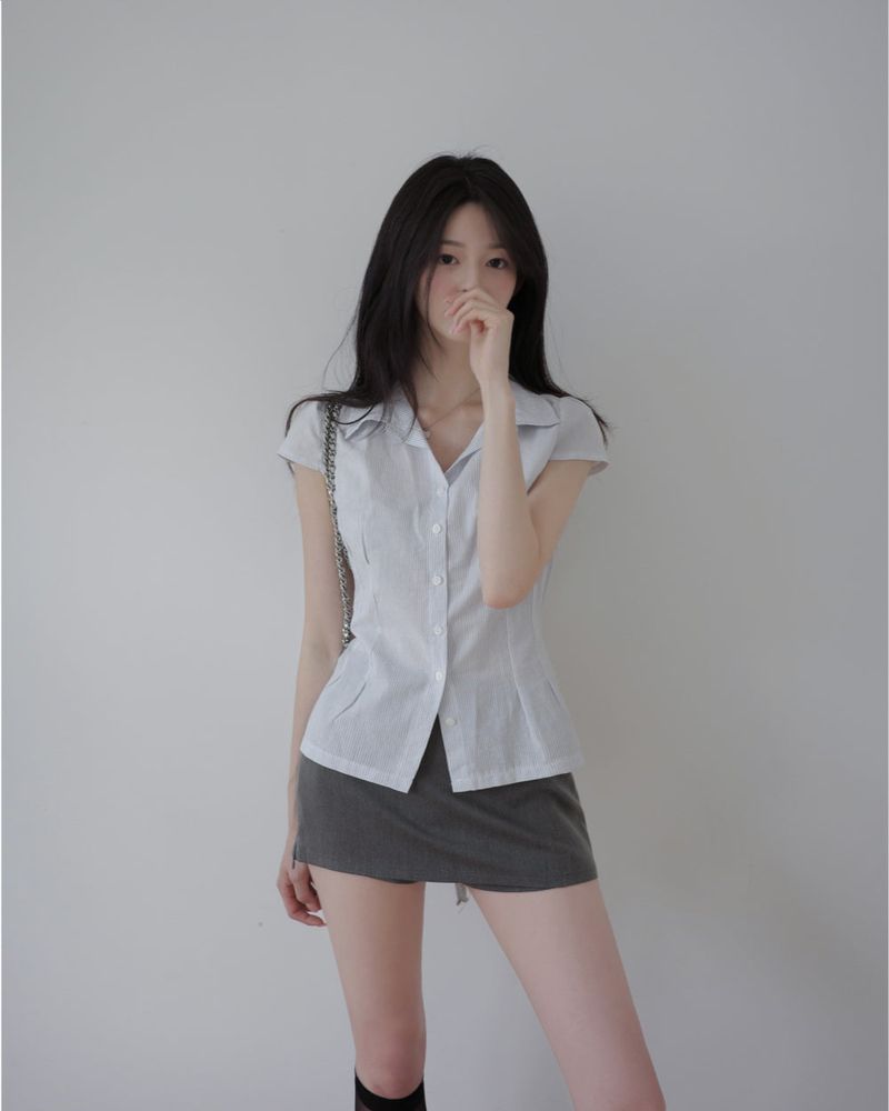 ZANNE（ザンヌ）の「[MADE] Liz Cotton Stripe Short-Sleeve Shirt（Tops）」
