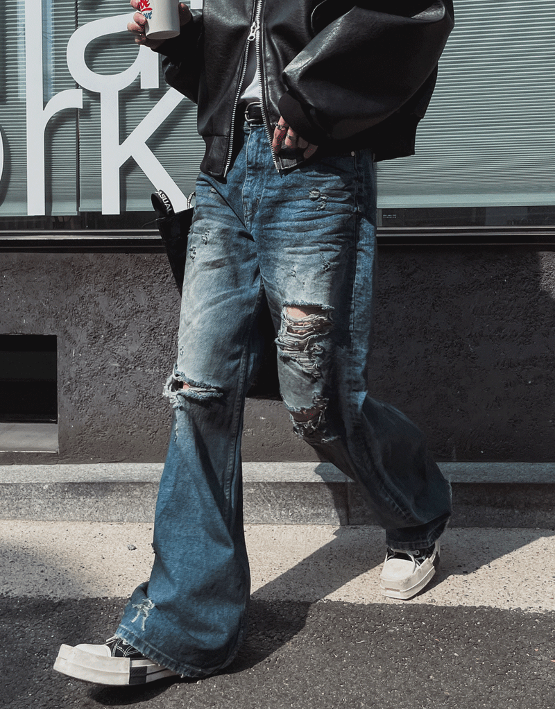 2PLAN（ツープラン）の「ダスティダメージワイドデニムパンツ（Pants）」