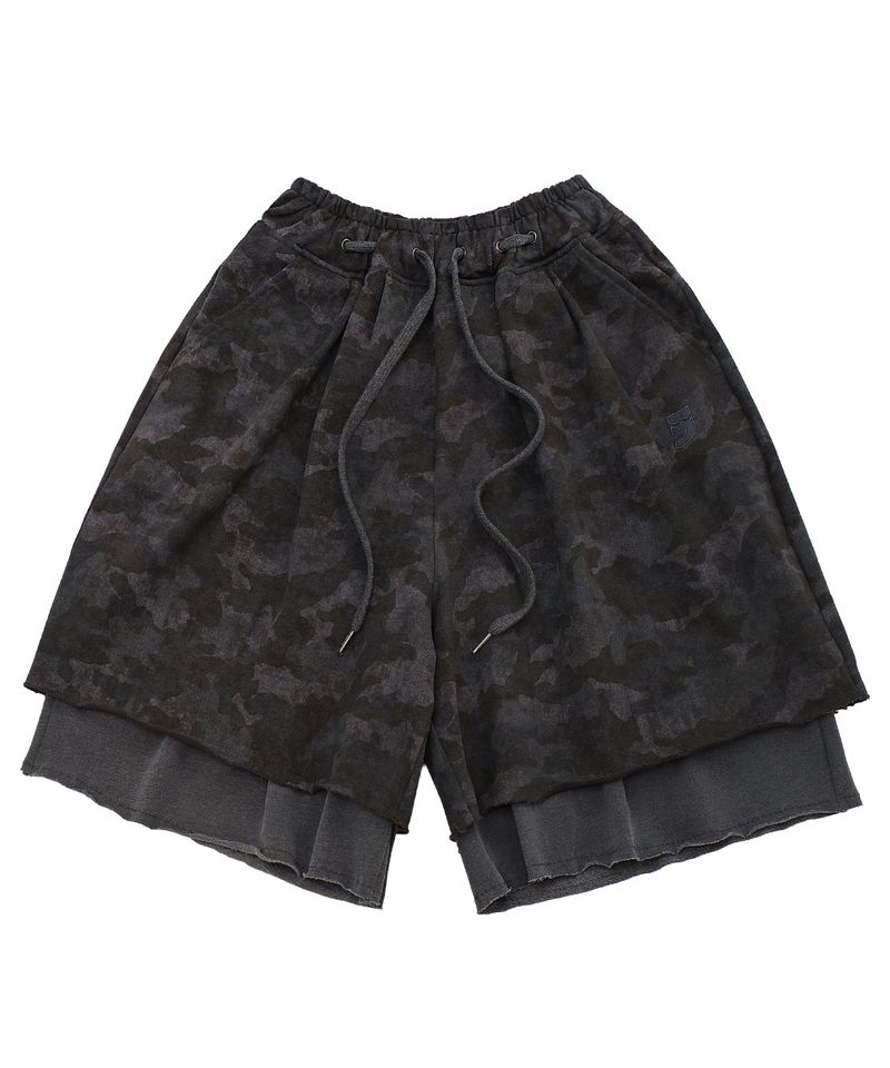 A NOTHING（アナッシング）の「ヴィンテージカモレイヤード 1/2 パンツ (Charcoal)（パンツ）」