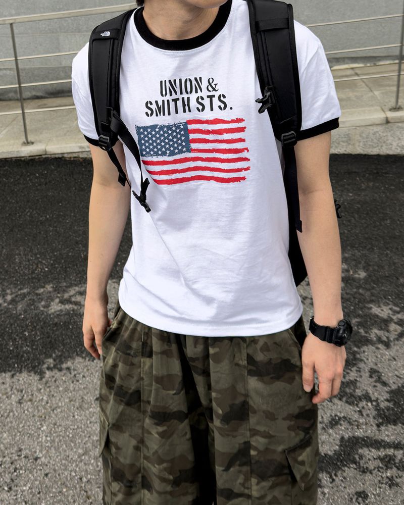 Loue American Flag Ringer Muscle Tee