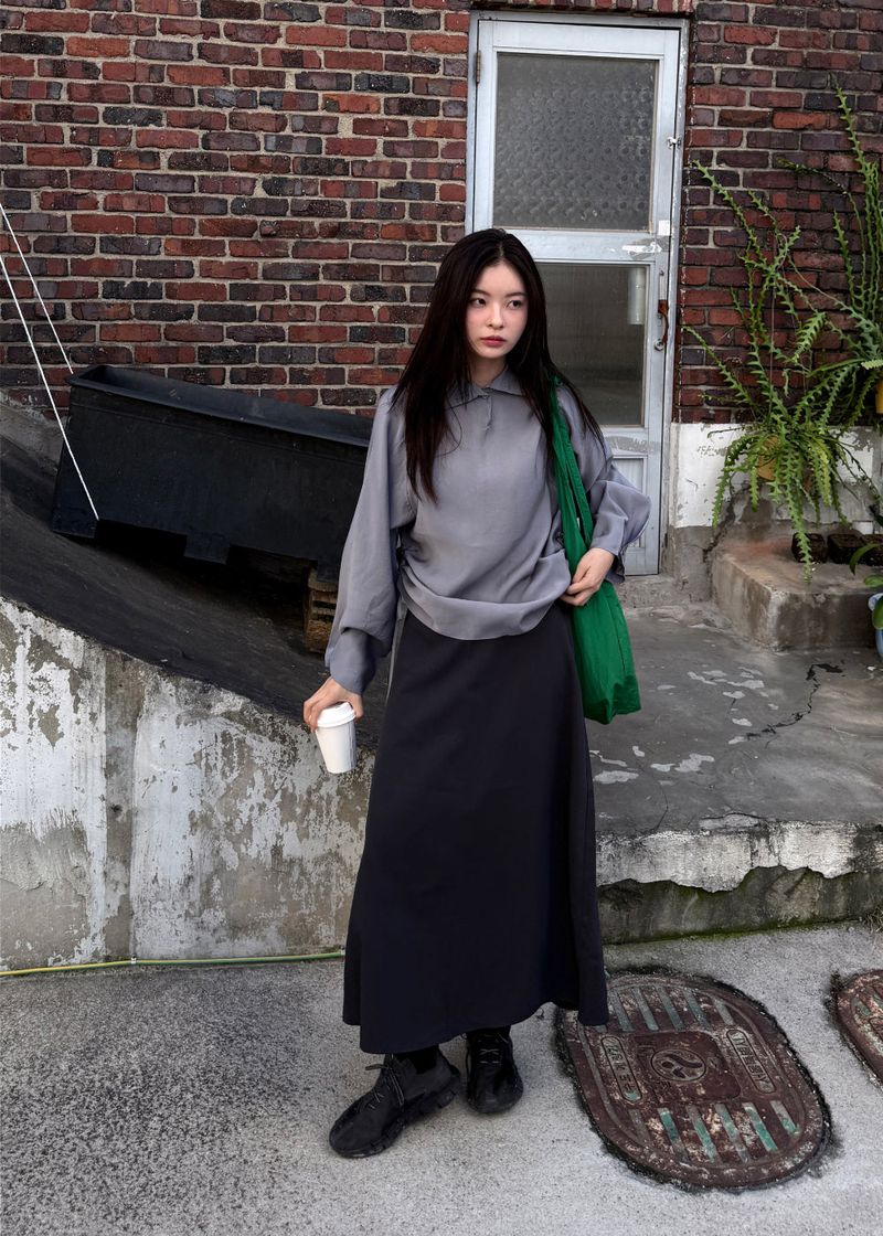  BUTTONNECK SHIRRING BLOUSE