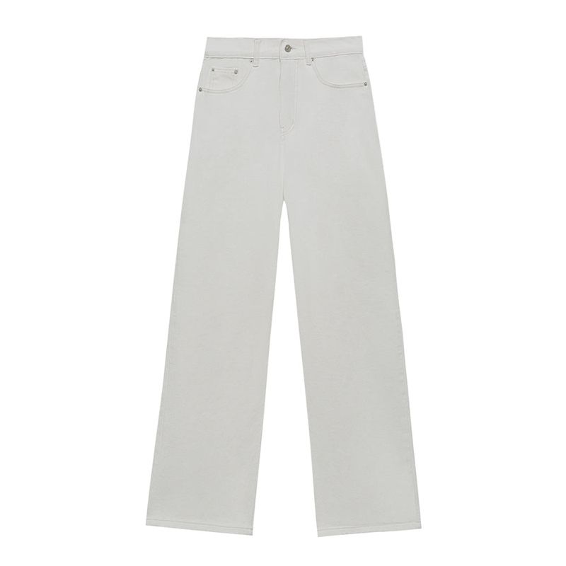 Washed denim wide-leg jeans