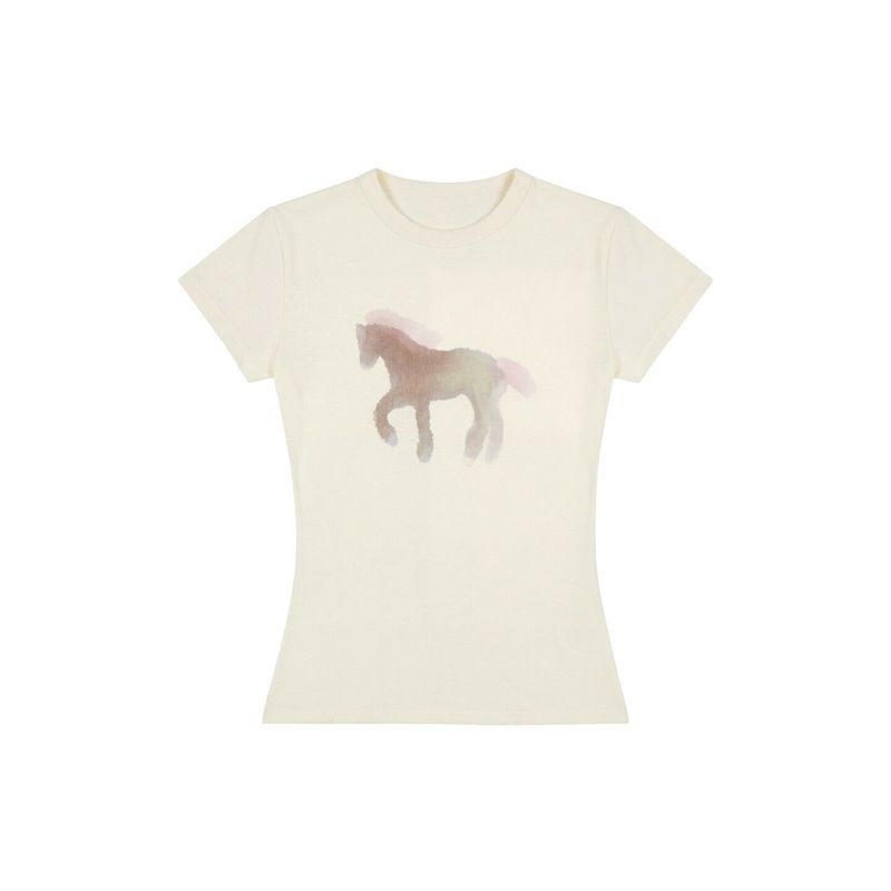 エリラホースグラフィックスリムTシャツ