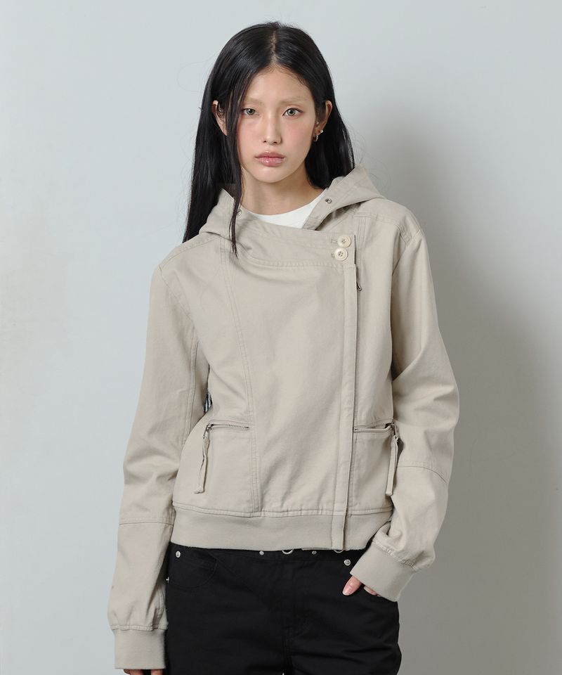ODDSTUDIO（オッドスタジオ）の「Cotton Rider Hooded Jacket - LIGHT BEIGE（Jackets/Outerwear）」