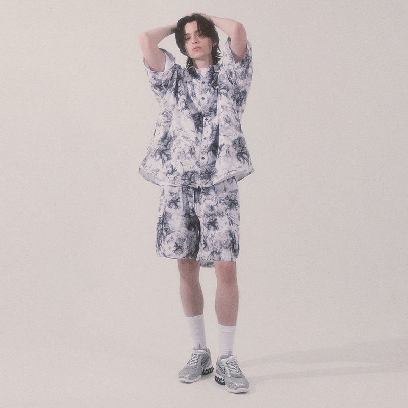 tie-dye half sleeve shirt_white