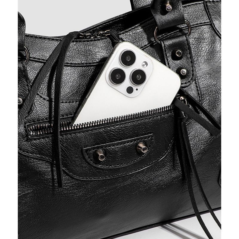 [Unisex] Stud Leather Cross Motor Bag